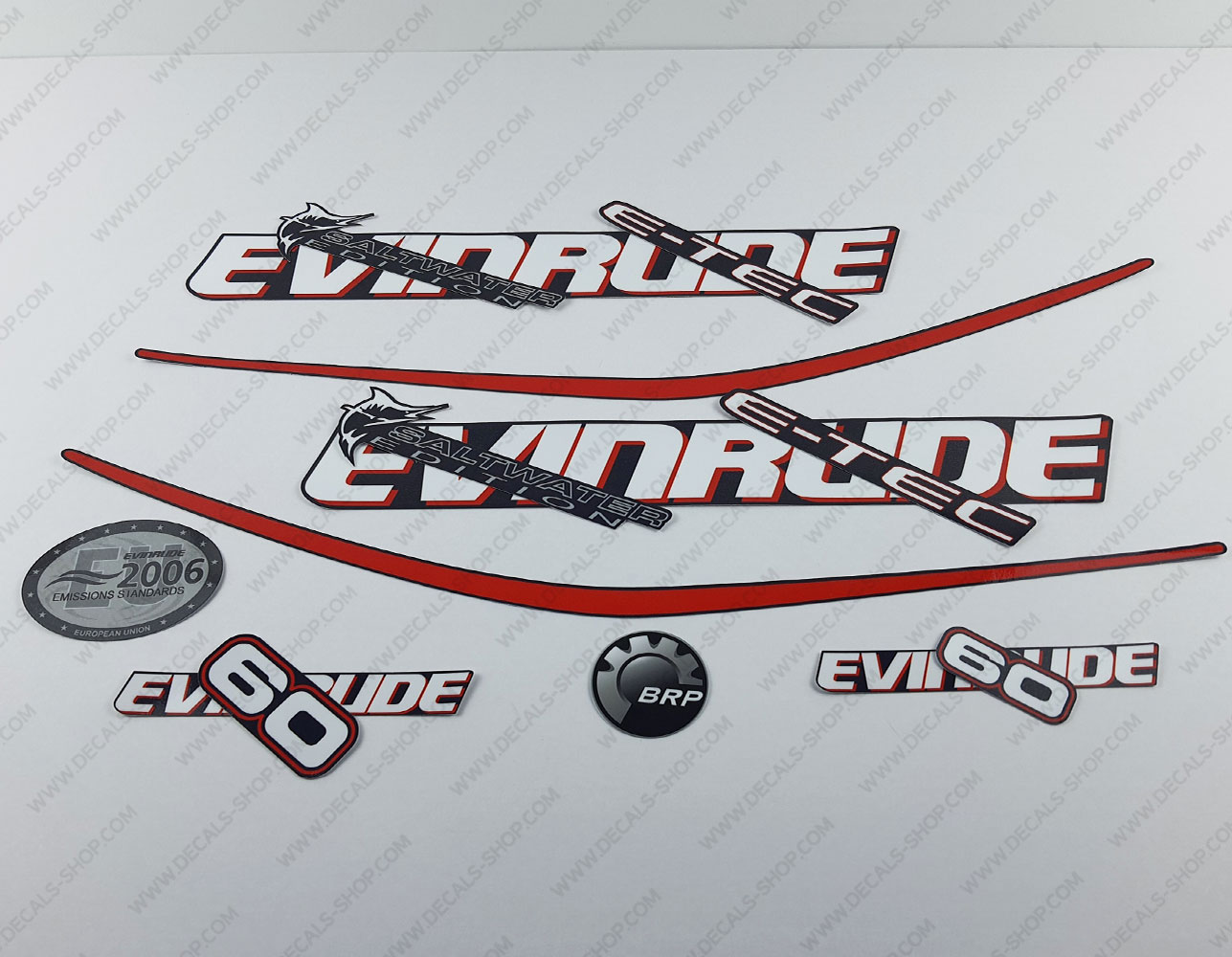 Evinrude 60hp E-TEC Outboard Engine Cowl Decal Kit – Made In UK